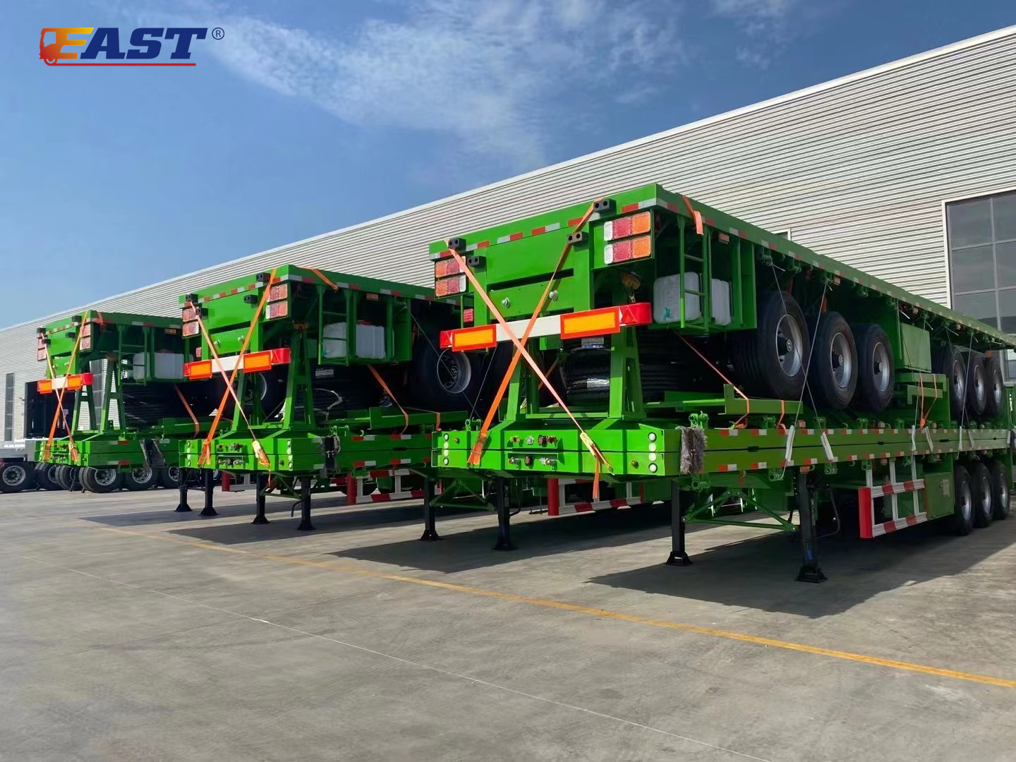 Container flatbed trailer delivery