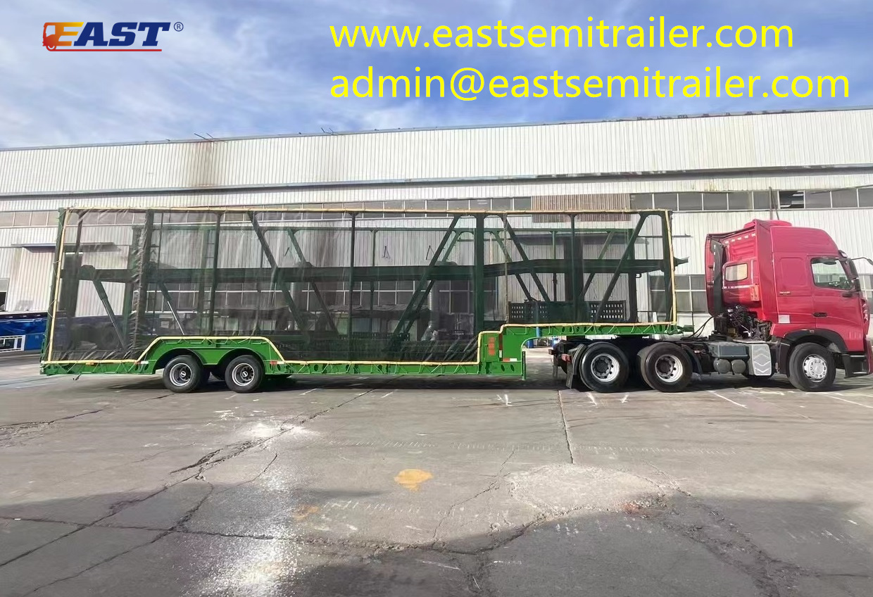 Car transport trailer with protective net