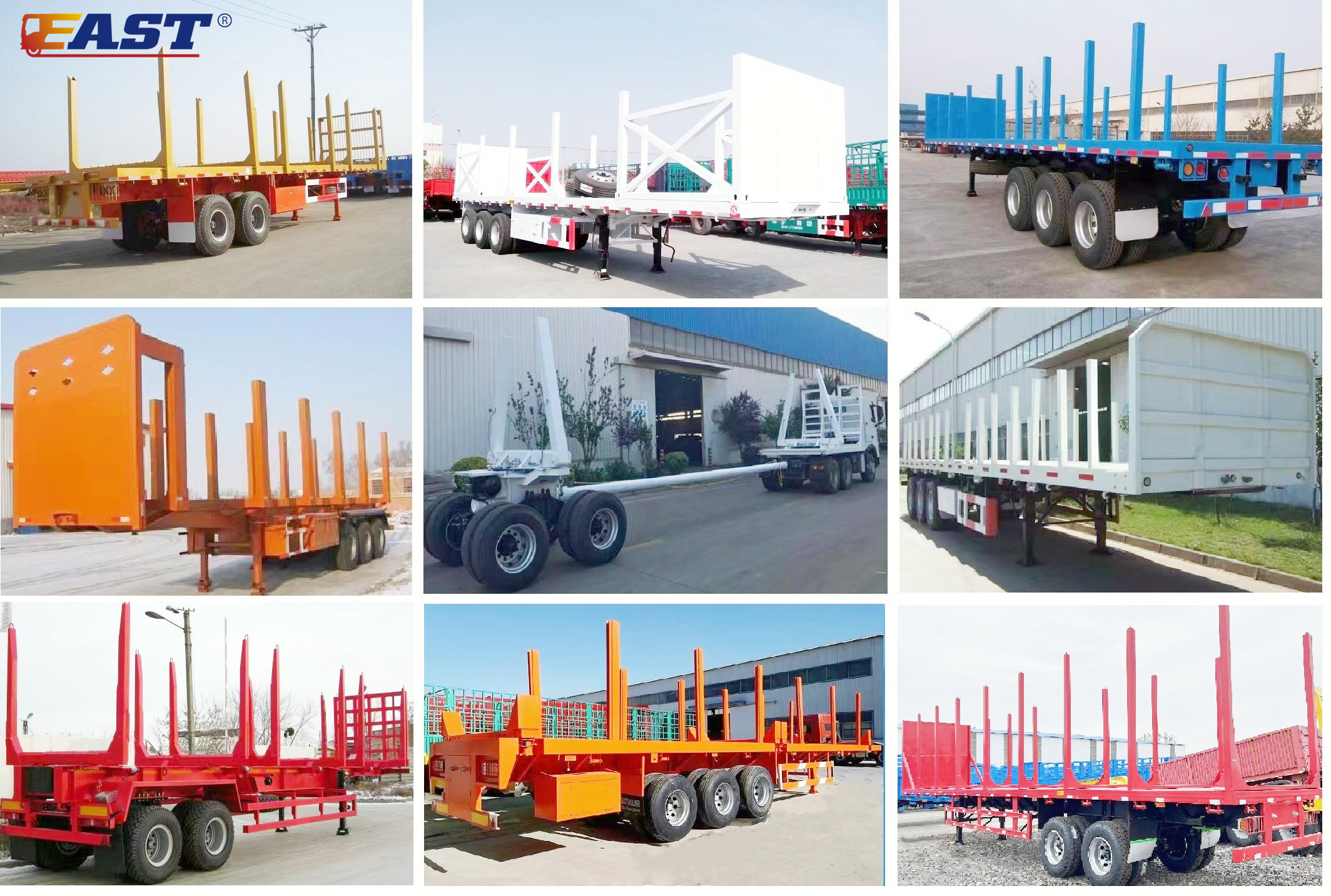 All types of timber transport trailers are produced in our factory
