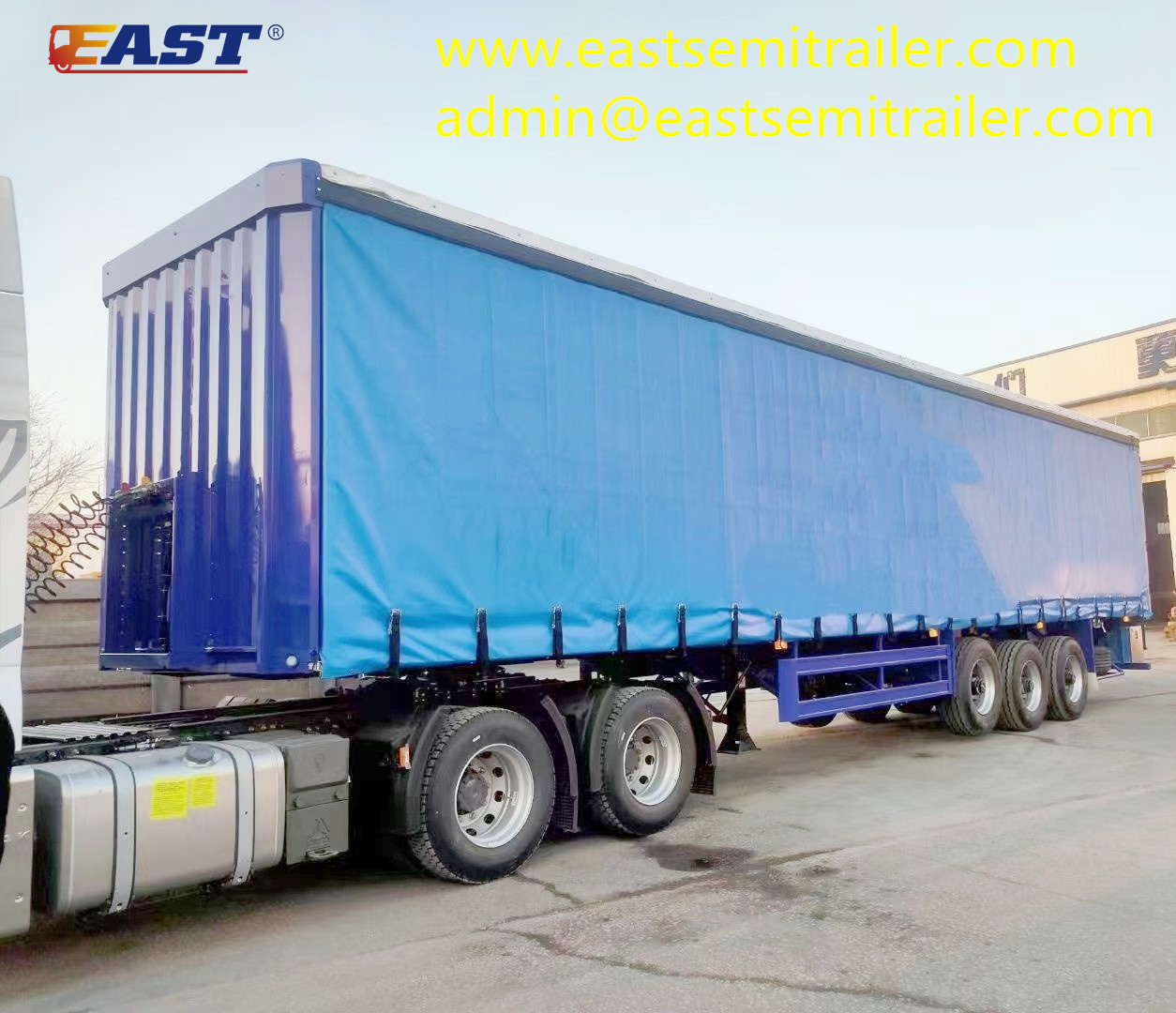Air suspended curtain side semi-trailer