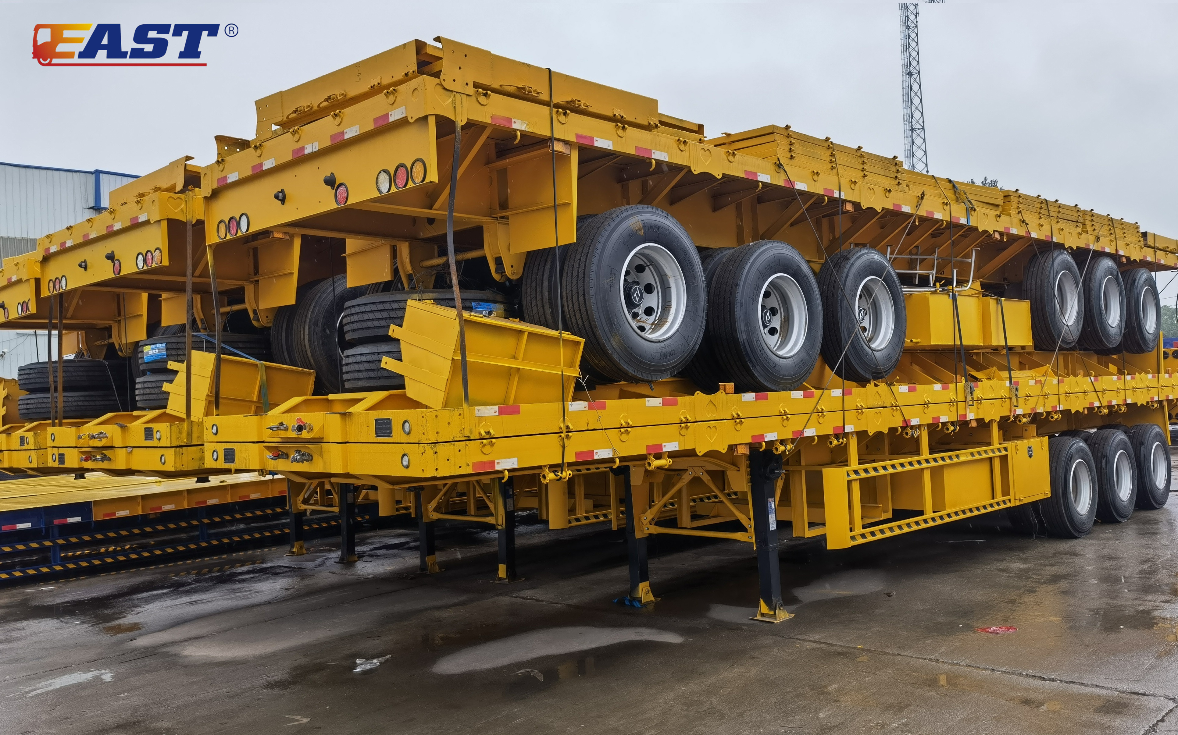 Sidewall trailer, ready for bulk shipment
